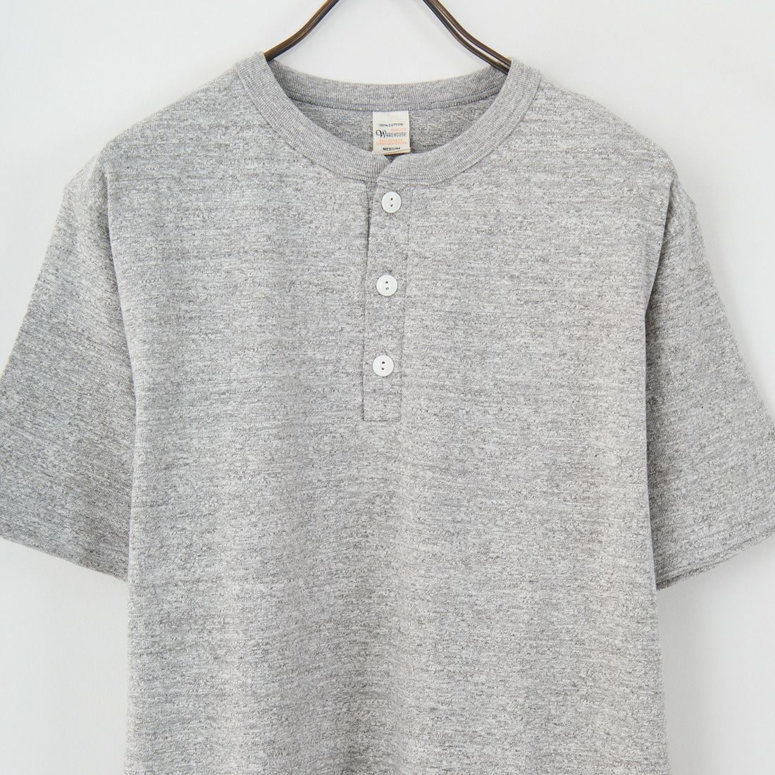 WAREHOUSE [ウエアハウス] ヘンリーネックTシャツ [4601-HENLEY] HEATHER GR