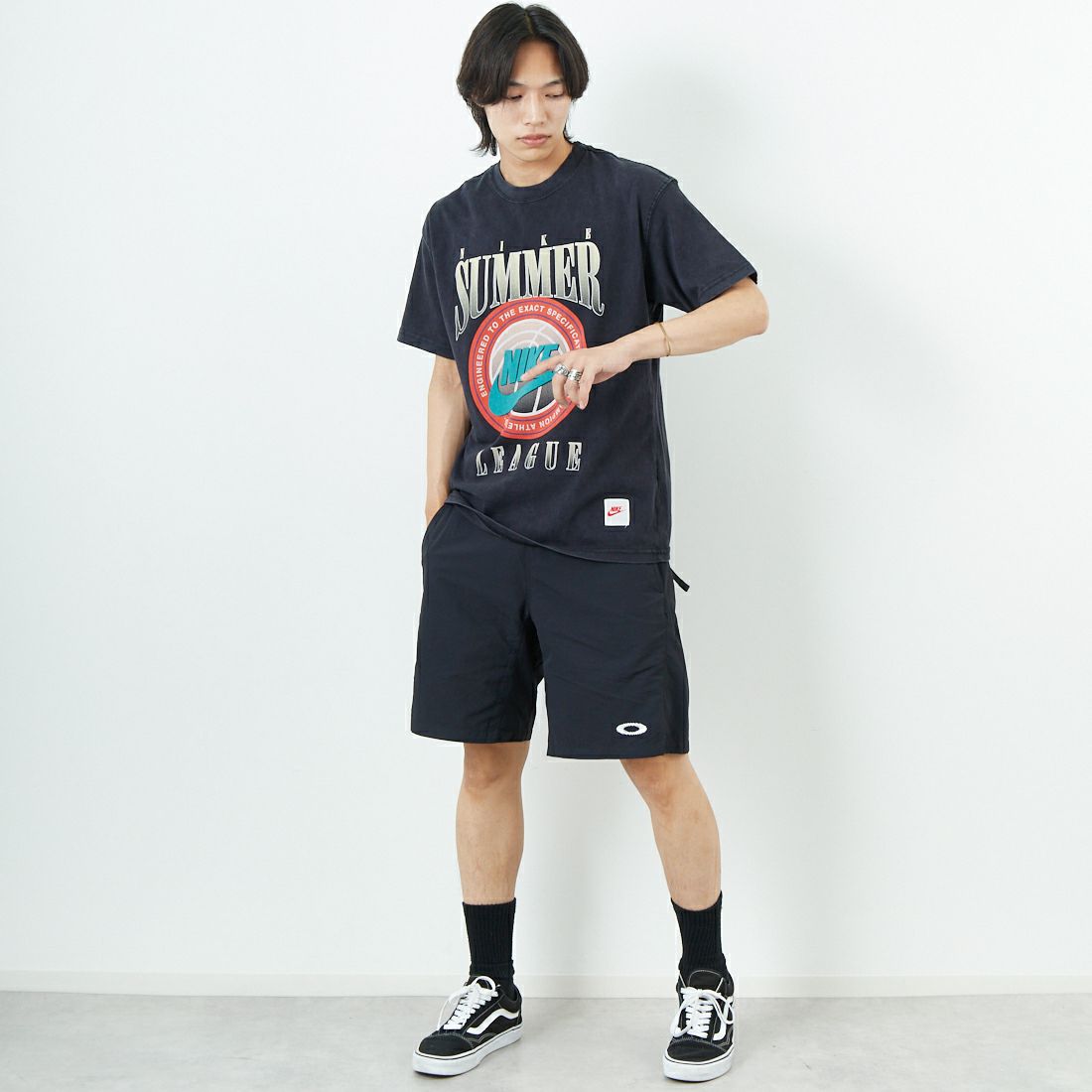NIKE [ナイキ] マックス90 バスケットボールTシャツ [HJ3435] 010 BLACK &&モデル身長：179cm 着用サイズ：M&&