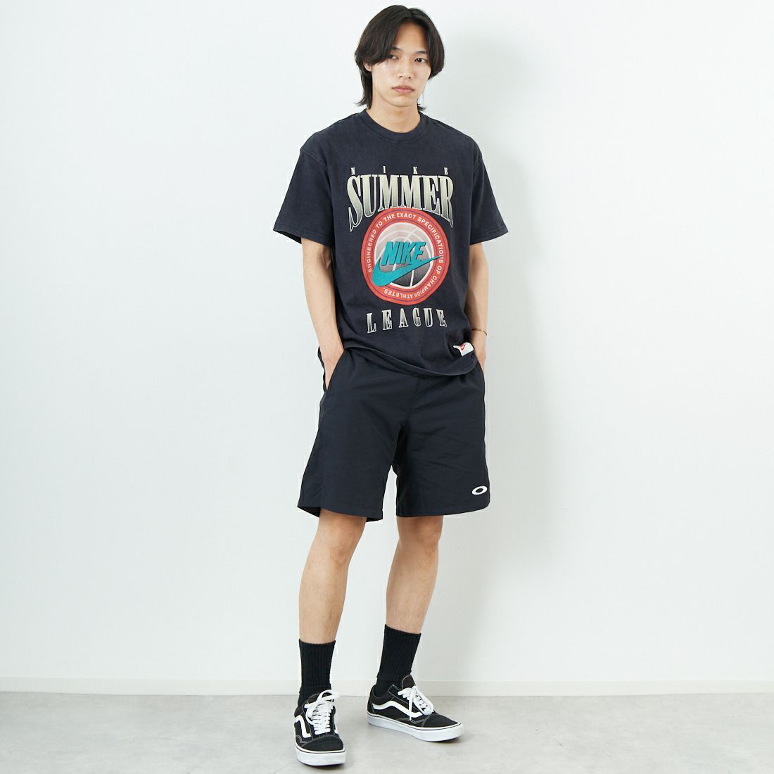 NIKE [ナイキ] マックス90 バスケットボールTシャツ [HJ3435] 010 BLACK &&モデル身長：179cm 着用サイズ：M&&