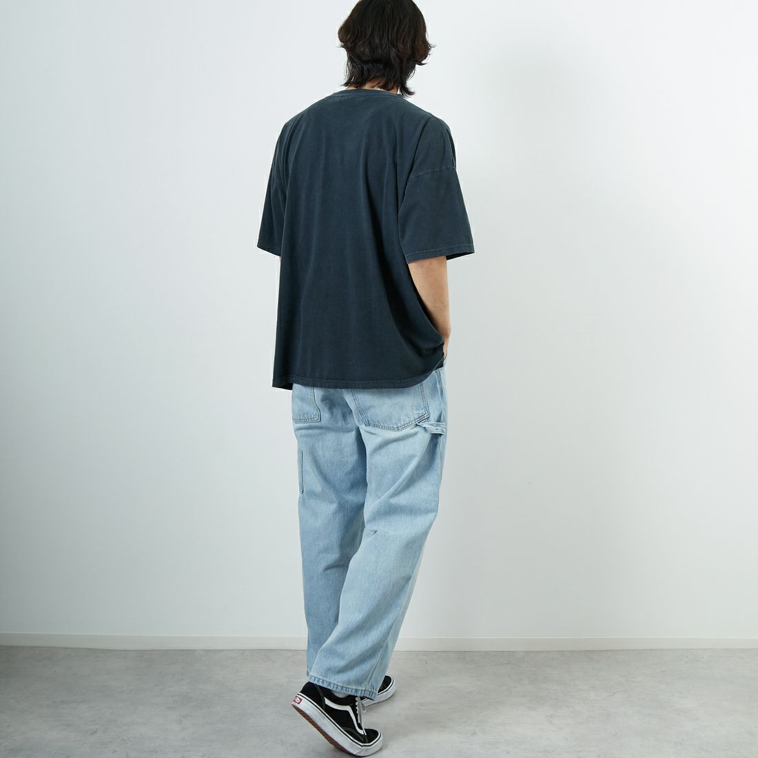 REMI RELIEF [レミレリーフ] 別注 ビッグプリントTシャツ THUNDER [RN28369284-JF] BLACK &&モデル身長：179cm 着用サイズ：M&&