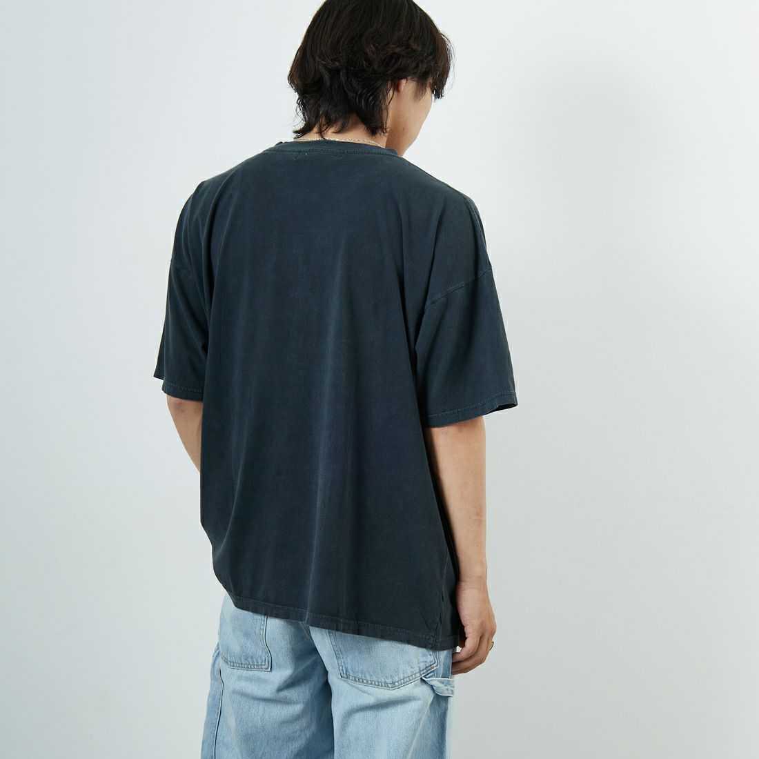 REMI RELIEF [レミレリーフ] 別注 ビッグプリントTシャツ THUNDER [RN28369284-JF] BLACK &&モデル身長：179cm 着用サイズ：M&&