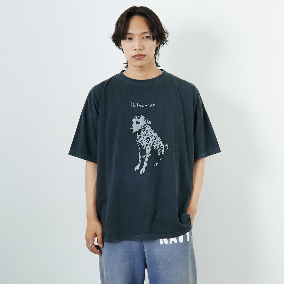 REMI RELIEF [レミレリーフ] 別注 ビッグプリントTシャツ DOG [RN28369287-JF] BLACK &&モデル身長：179cm 着用サイズ：M&&