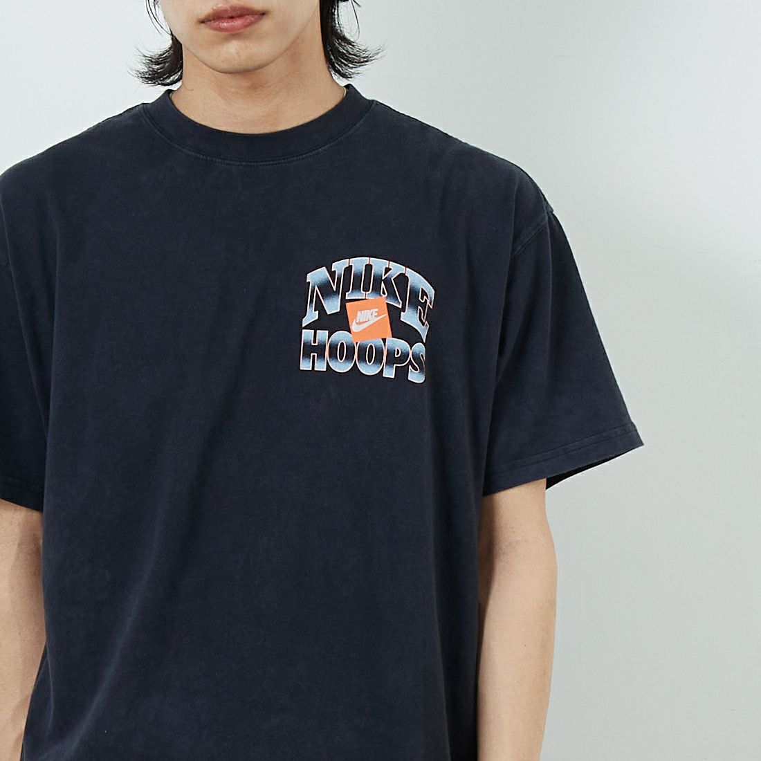 NIKE [ナイキ] マックス90 バスケットボールTシャツ [HJ3437] 010 BLACK 010 BLACK&&モデル身長：180cm 着用サイズL：L&&