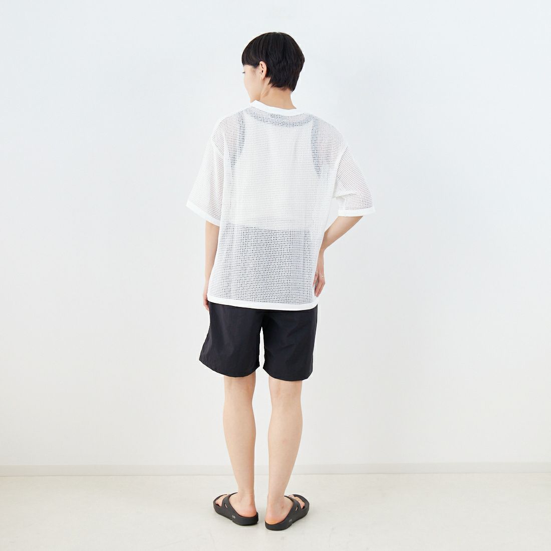 SLICK [スリック] コットンメッシュTシャツ [5230131] 900 WHITE &&モデル身長：160cm 着用サイズ：0&&
