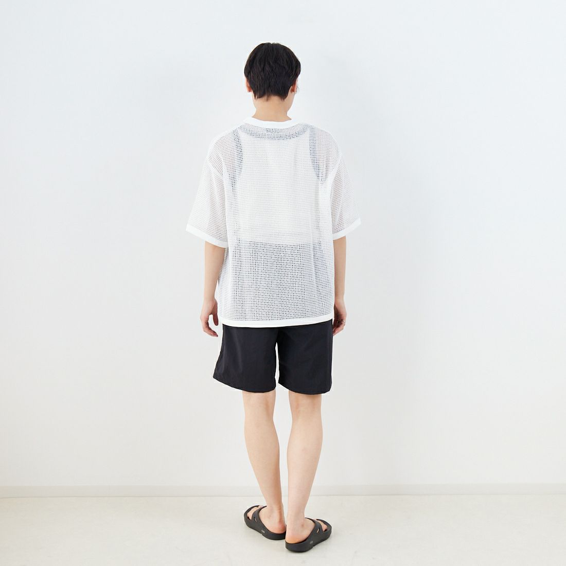 SLICK [スリック] コットンメッシュTシャツ [5230131] 900 WHITE &&モデル身長：160cm 着用サイズ：0&&