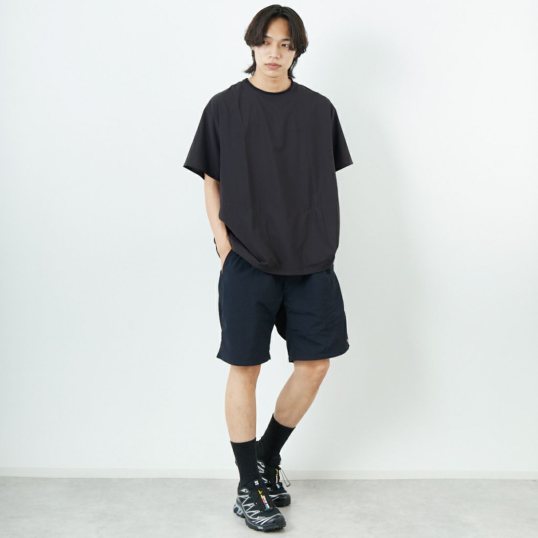 NANGA [ナンガ] PLC エクスカーションTシャツ [N2500-1P403A] BLK &&モデル身長：179cm 着用サイズ：M&&