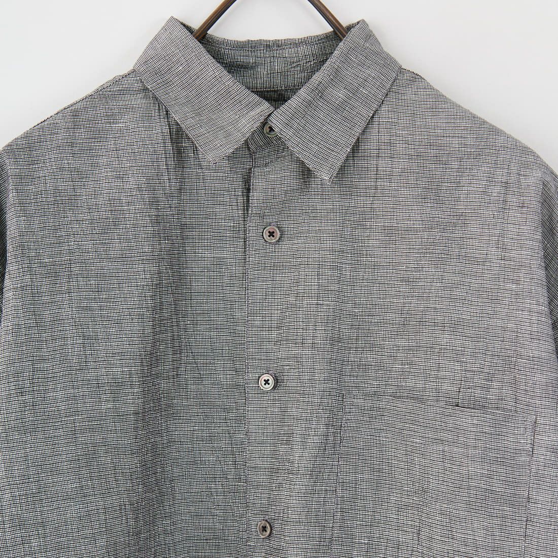 SLICK [スリック] リネンワッシャーチェックレギュラーカラーシャツ [5220109] 740 L.GRAY