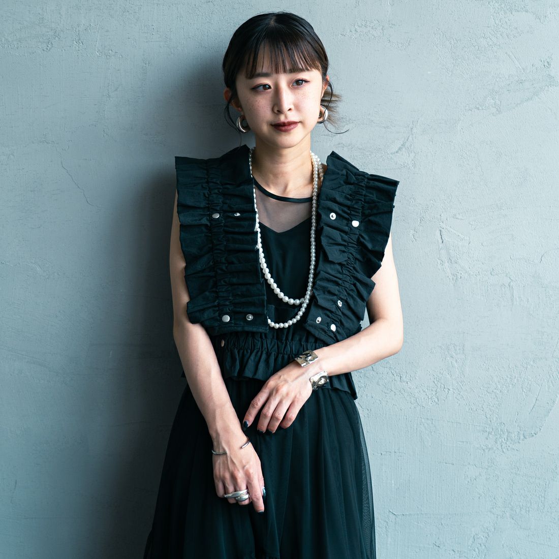 09 BLACK&&モデル身長：150cm 着用サイズ：F&&