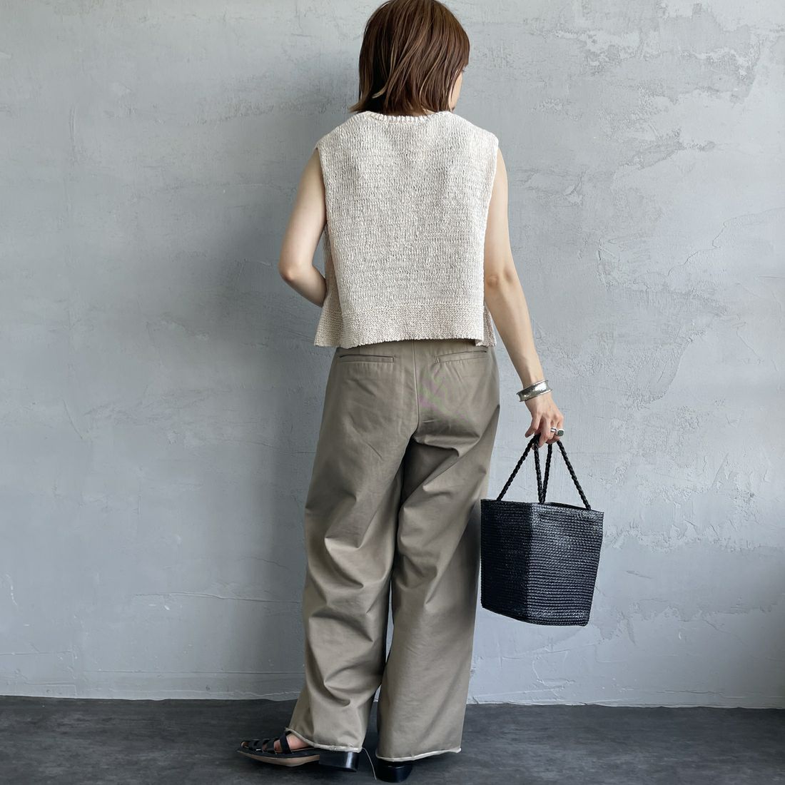 mizuiro ind [ミズイロインド] クルーネックショートベスト [2-220030] 13 KINARI &&モデル身長：158cm 着用サイズ：F&&