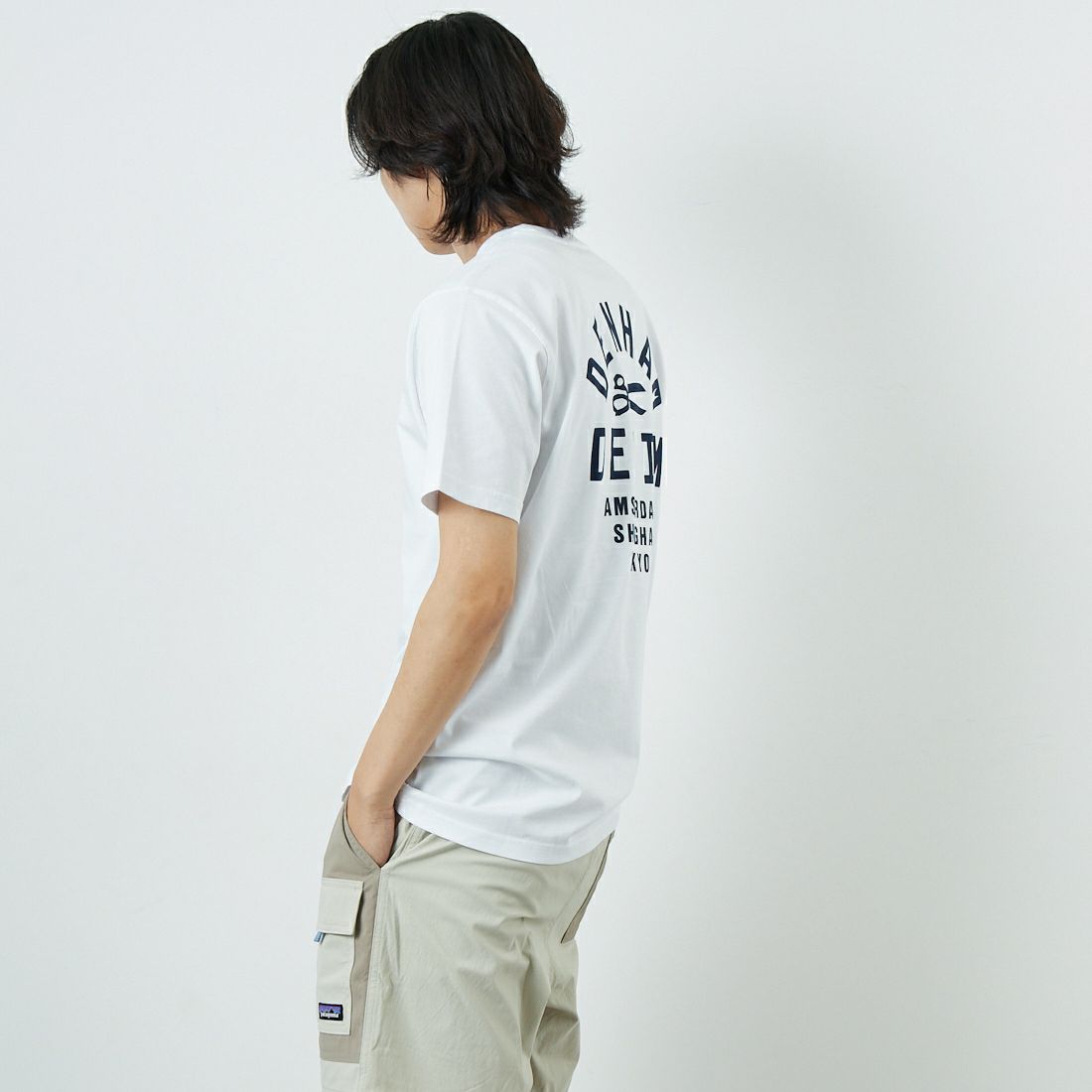 DENHAM [デンハム] ショートスリーブTシャツ [BRIDGE-TEE-LCJ] WHITE &&モデル身長：179cm 着用サイズ：M&&