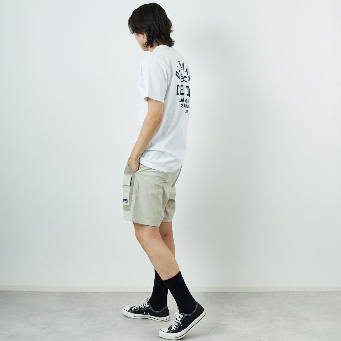 DENHAM [デンハム] ショートスリーブTシャツ [BRIDGE-TEE-LCJ] WHITE &&モデル身長：179cm 着用サイズ：M&&