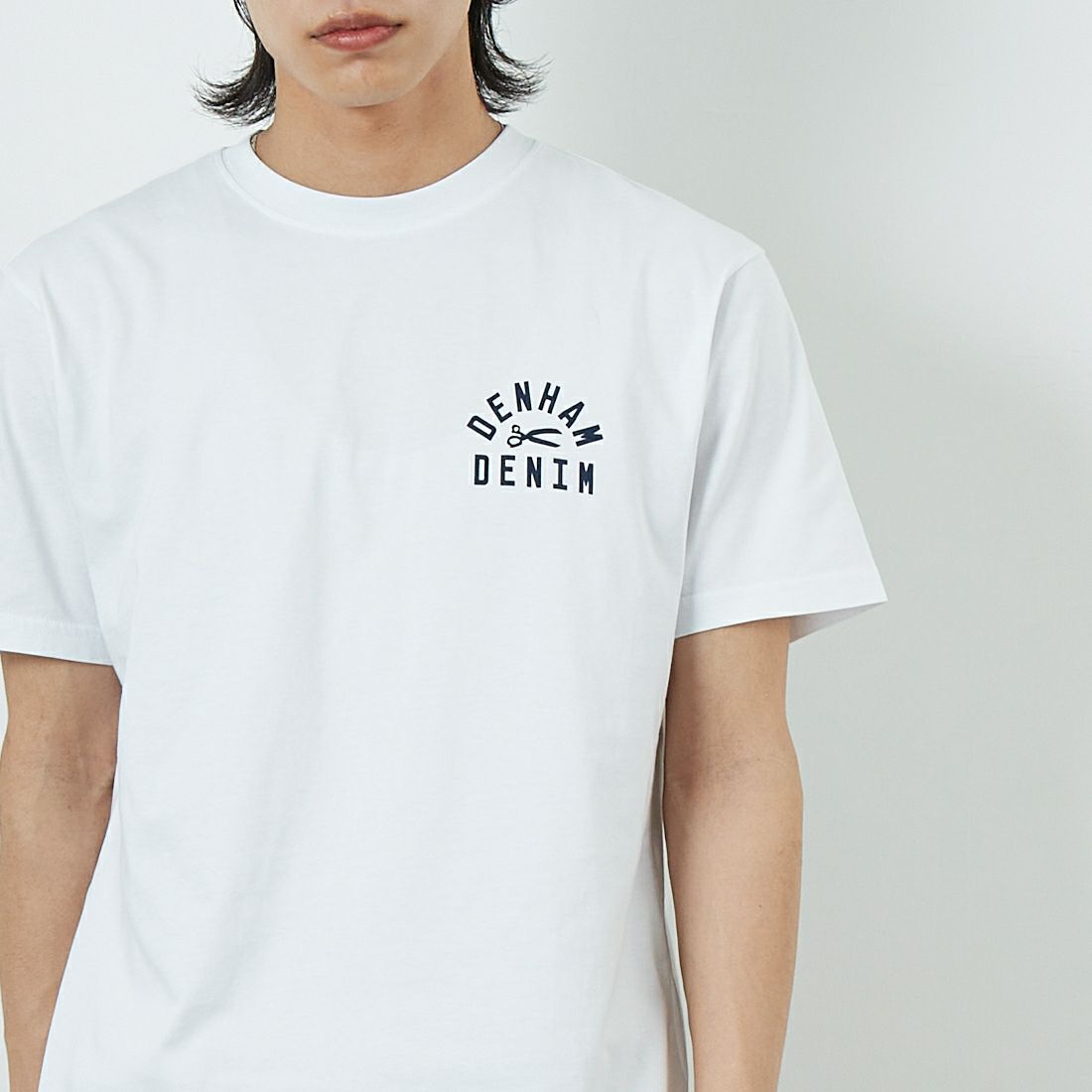 DENHAM [デンハム] ショートスリーブTシャツ [BRIDGE-TEE-LCJ] WHITE &&モデル身長：179cm 着用サイズ：M&&