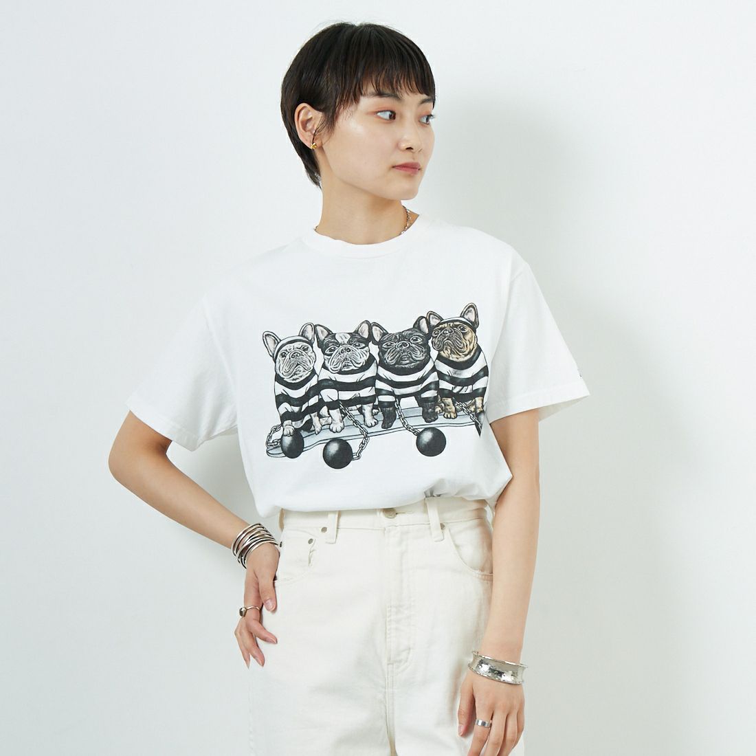 07 WHITE&モデル身長：160cm 着用サイズ：S&&