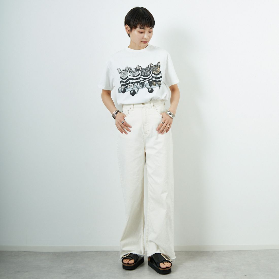 The Endless Summer [エンドレスサマー] 4BUHI ノートリアスプリズナーTシャツ [FH-25574343] 07 WHITE &&モデル身長：160cm 着用サイズ：S&&