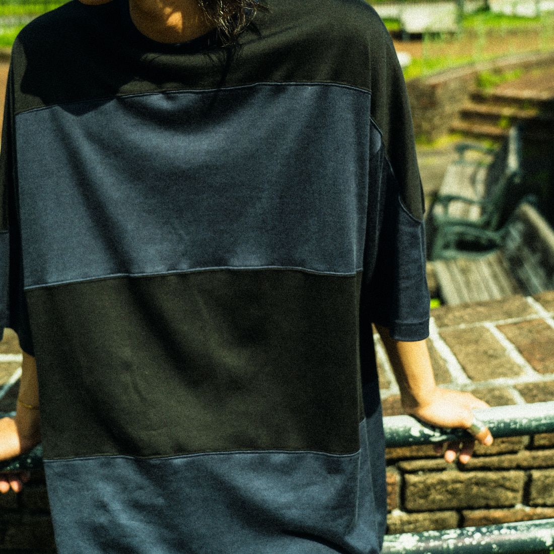 Name. [ネーム] 別注 フットボールボーダーTシャツ [NMCU-JF-01] BLACK/NAVY
