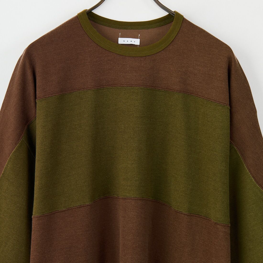 Name. [ネーム] 別注 フットボールボーダーTシャツ [NMCU-JF-01] KHAKI/BROW