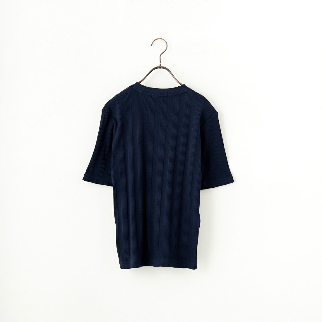 FRED PERRY [フレッドペリー] 別注 ランダムリブ ワンポイント刺繍Tシャツ [FPW-25S-013-JF] NAVY