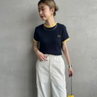 FRED PERRY別注 ランダムリブ ワンポイントロゴ刺繍 リンガーTシャツ FRED PERRY/フレッドペリー] 別注 ランダムリブ ワンポイント