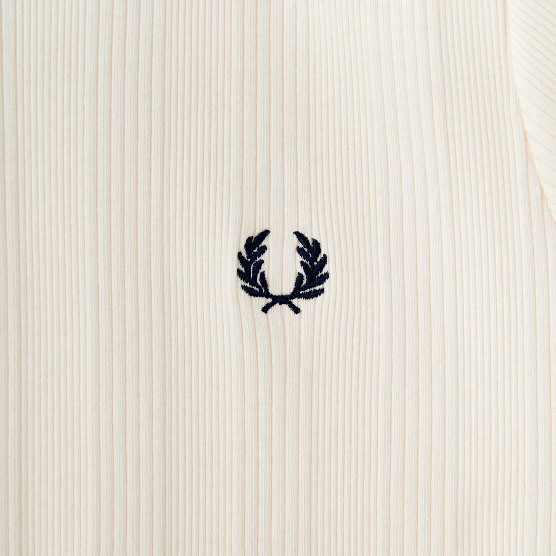 FRED PERRY [フレッドペリー] 別注 ランダムリブ ワンポイントロゴ刺繍 リンガーTシャツ [FPW-25S-012-JF] PEACH/NVY