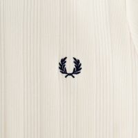 FRED PERRY [フレッドペリー] 別注 ランダムリブ ワンポイントロゴ刺繍 リンガーTシャツ [FPW-25S-012-JF] PEACH/NVY