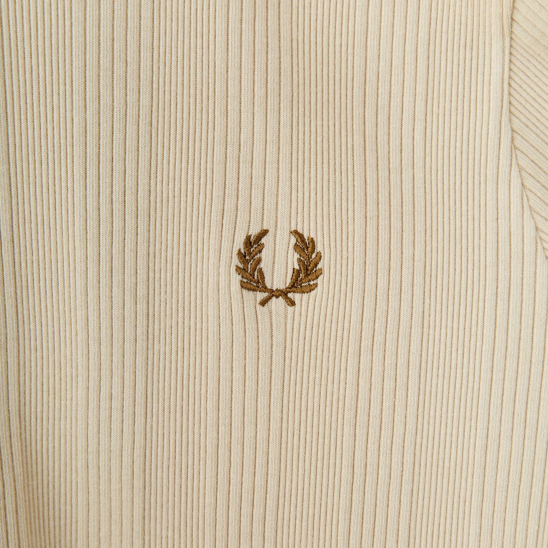 FRED PERRY [フレッドペリー] 別注 ランダムリブ ワンポイントロゴ刺繍 リンガーTシャツ [FPW-25S-012-JF] OAT/SHADE