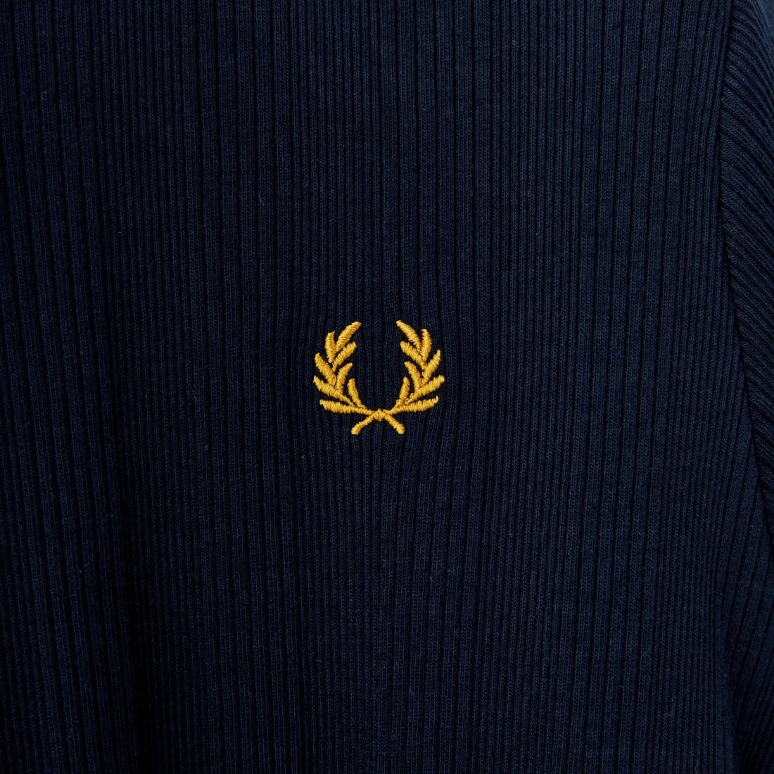FRED PERRY [フレッドペリー] 別注 ランダムリブ ワンポイントロゴ刺繍 リンガーTシャツ [FPW-25S-012-JF] NVY/HONEYC