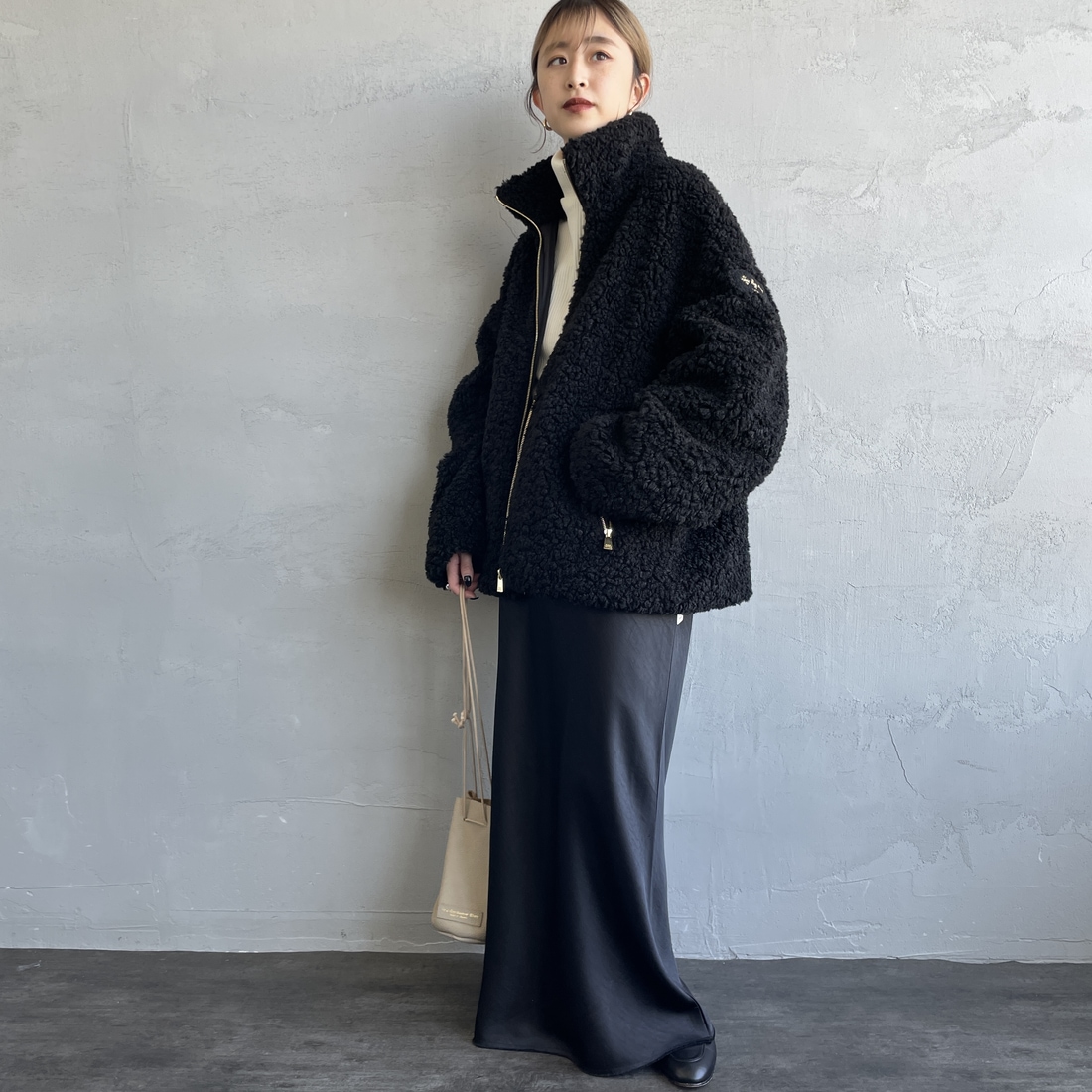 TATRAS [タトラス] LUELA ブルゾン [LJXA0041033588] BLACK &&モデル身長：150cm 着用サイズ：2&&