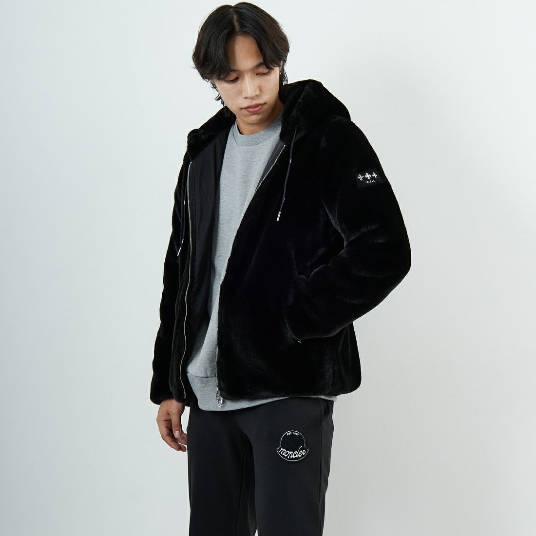 TATRAS [タトラス] BOMOS エコファーブルゾン [MJXA0037033588] BLACK &&モデル身長：179cm 着用サイズ：2&&