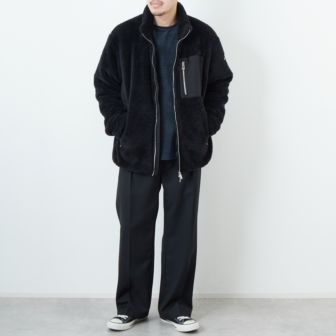 TATRAS [タトラス] MONREALE スタンドカラーブルゾン [MJXA0213033588] BLACK &&モデル身長：168cm 着用サイズ：3&&