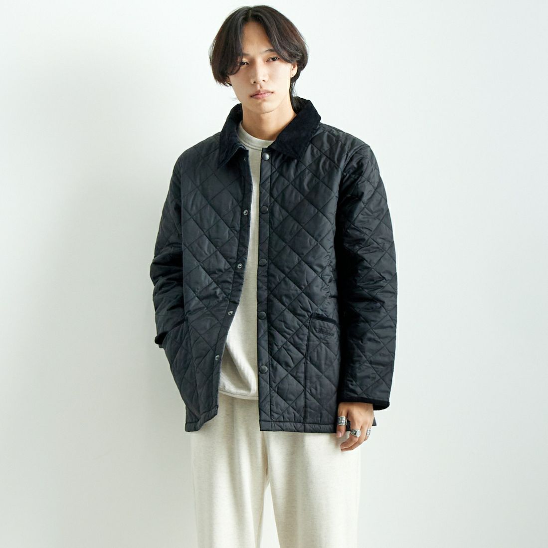 Barbour [バブアー] リデスデイル キルティングブルゾン [MQU1794] BLACK &&モデル身長：179cm 着用サイズ：40&&