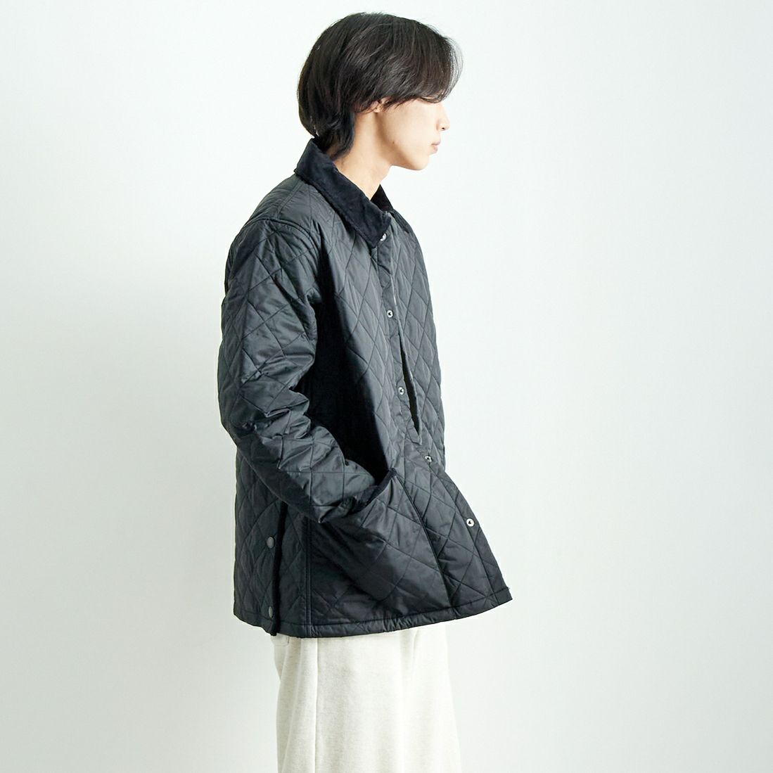 Barbour [バブアー] リデスデイル キルティングブルゾン [MQU1794] BLACK &&モデル身長：179cm 着用サイズ：40&&
