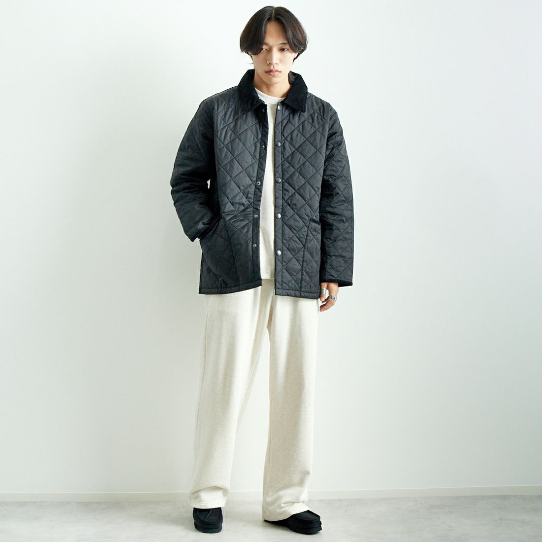 Barbour [バブアー] リデスデイル キルティングブルゾン [MQU1794] BLACK &&モデル身長：179cm 着用サイズ：40&&
