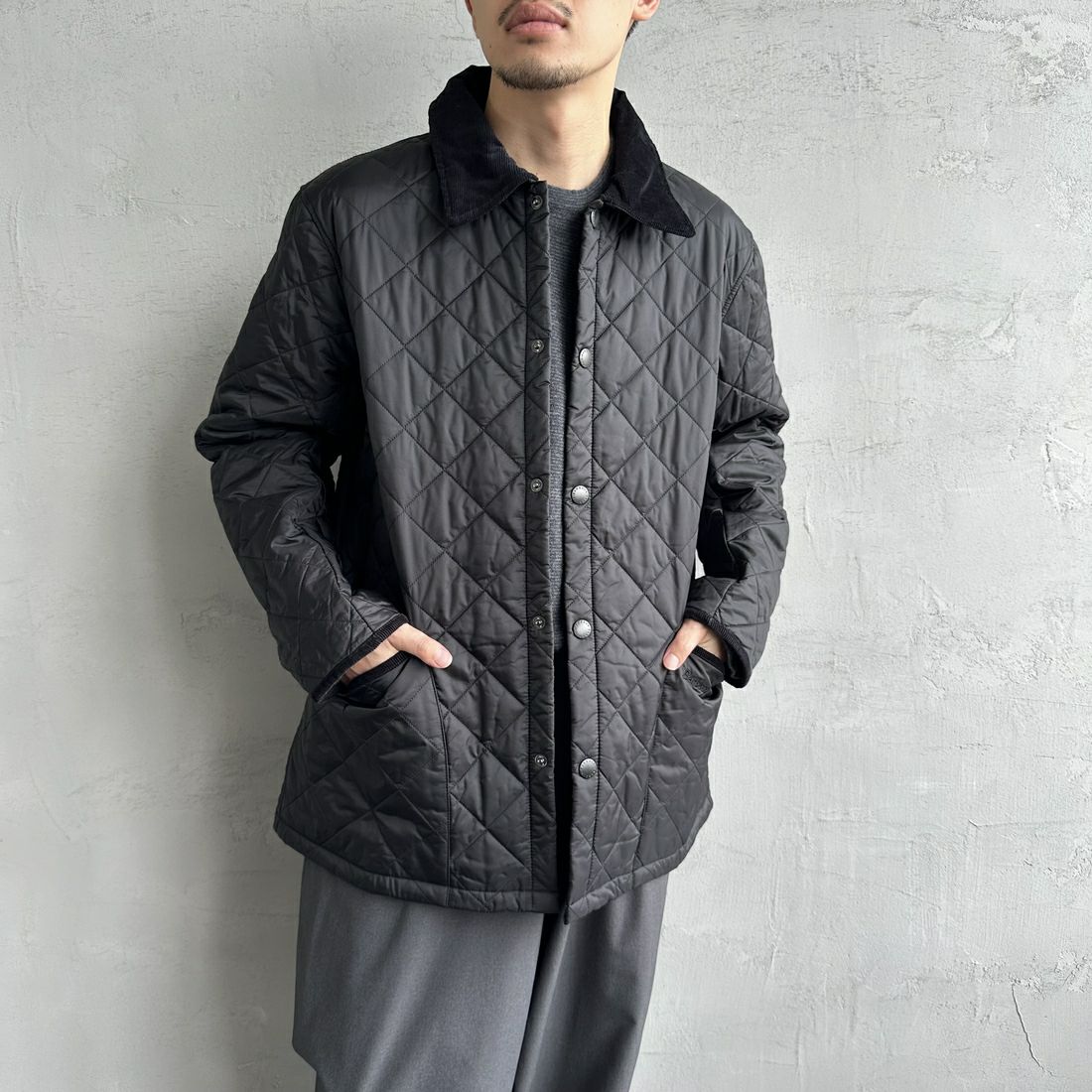 Barbour [バブアー] リデスデイル キルティングブルゾン [MQU1794] BLACK &&モデル身長：168cm 着用サイズ：38&&