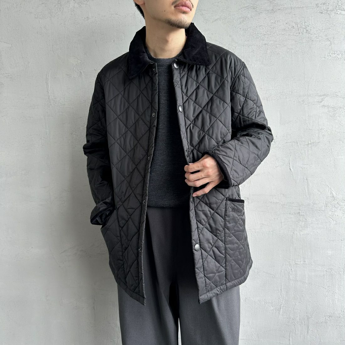 Barbour [バブアー] リデスデイル キルティングブルゾン [MQU1794] BLACK &&モデル身長：168cm 着用サイズ：38&&