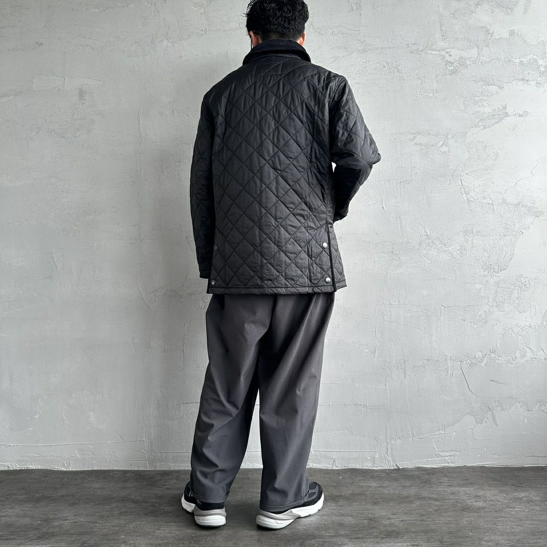 Barbour [バブアー] リデスデイル キルティングブルゾン [MQU1794] BLACK &&モデル身長：168cm 着用サイズ：38&&