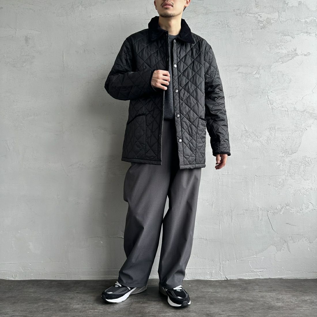 Barbour [バブアー] リデスデイル キルティングブルゾン [MQU1794] BLACK &&モデル身長：168cm 着用サイズ：38&&