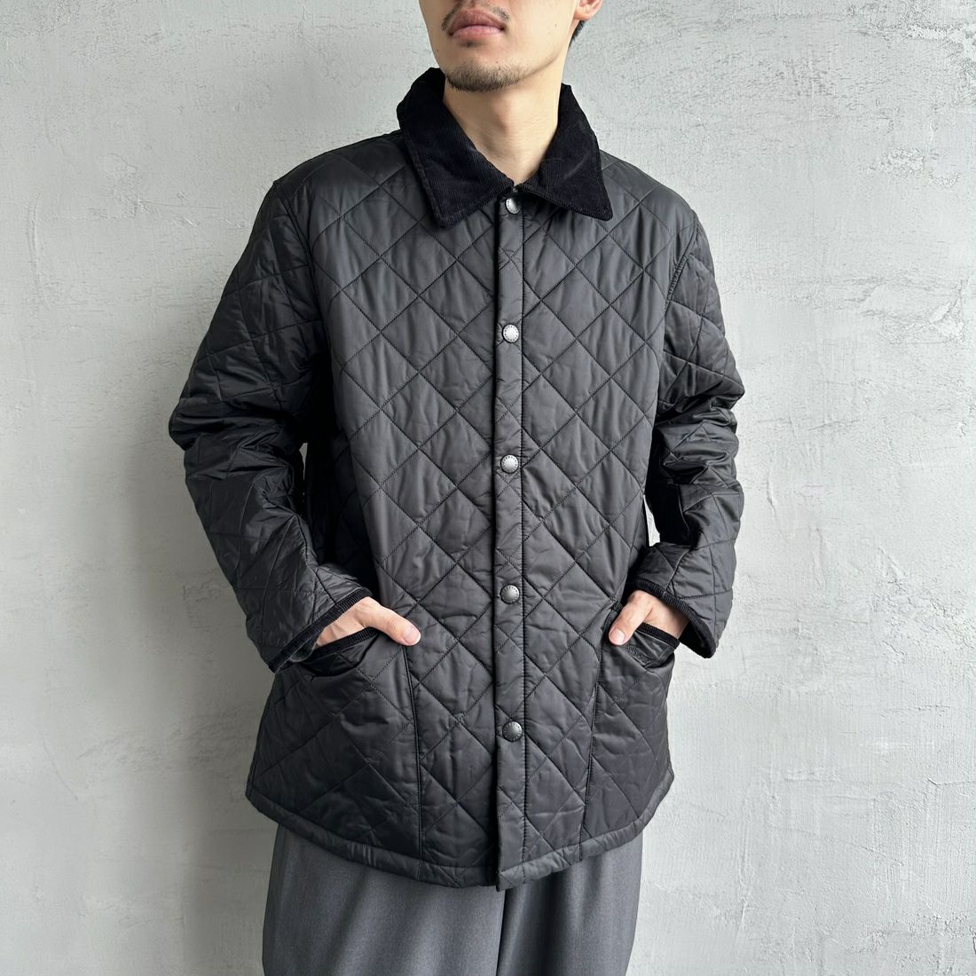 Barbour [バブアー] リデスデイル キルティングブルゾン [MQU1794] BLACK &&モデル身長：168cm 着用サイズ：38&&