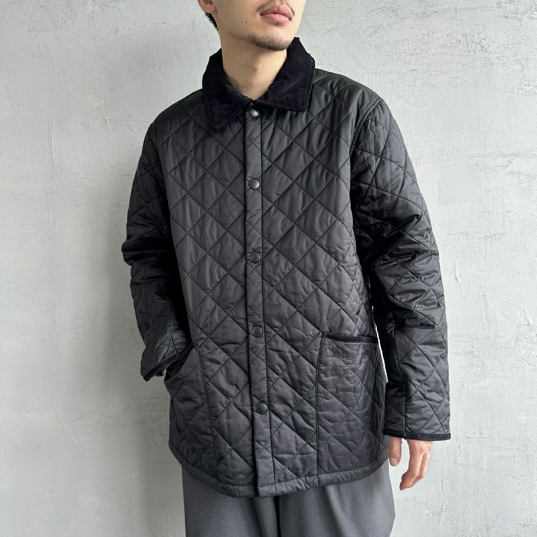 Barbour [バブアー] リデスデイル キルティングブルゾン [MQU1794] BLACK &&モデル身長：168cm 着用サイズ：38&&