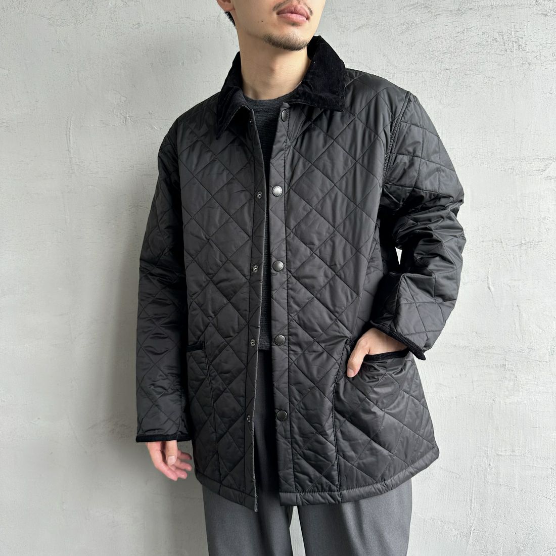 Barbour [バブアー] リデスデイル キルティングブルゾン [MQU1794] BLACK &&モデル身長：168cm 着用サイズ：40&&