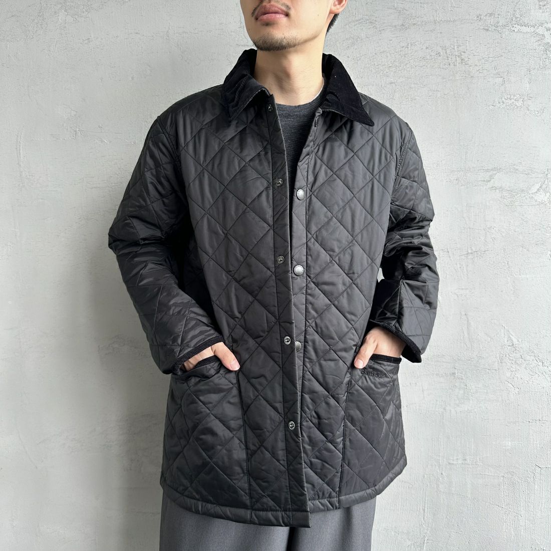 Barbour [バブアー] リデスデイル キルティングブルゾン [MQU1794] BLACK &&モデル身長：168cm 着用サイズ：40&&