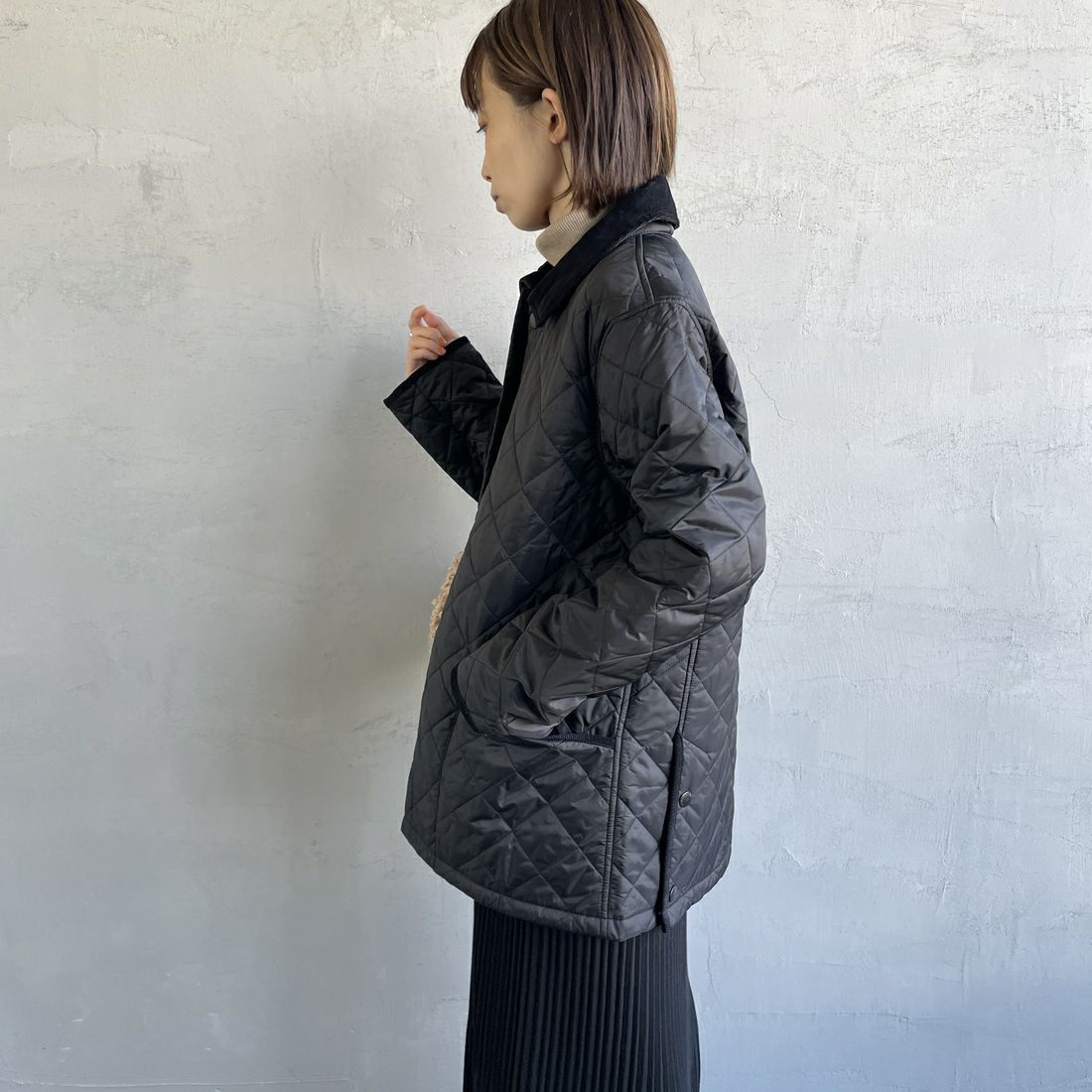 Barbour [バブアー] リデスデイル キルティングブルゾン [MQU1794] BLACK &&モデル身長：158cm 着用サイズ：36&&