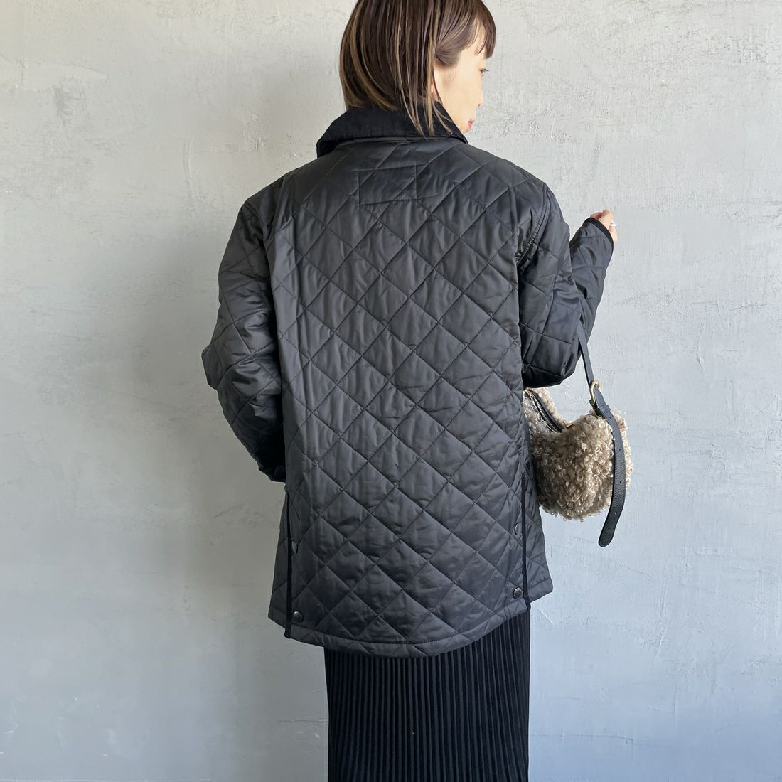 Barbour [バブアー] リデスデイル キルティングブルゾン [MQU1794] BLACK &&モデル身長：158cm 着用サイズ：36&&