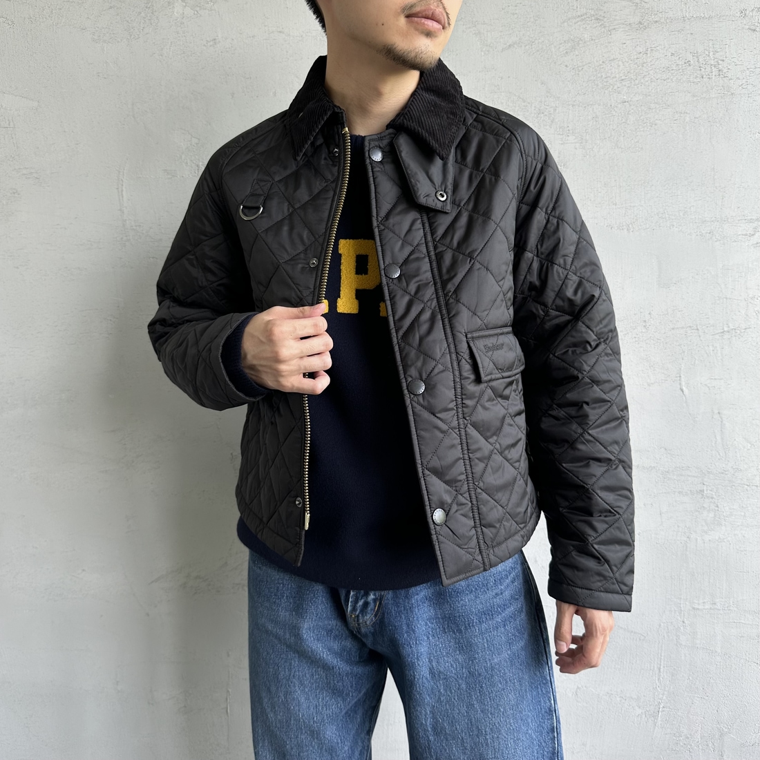 Barbour [バブアー] スペイキルティングジャケット [MQU1802] BK91 &&モデル身長：168cm 着用サイズ：38&