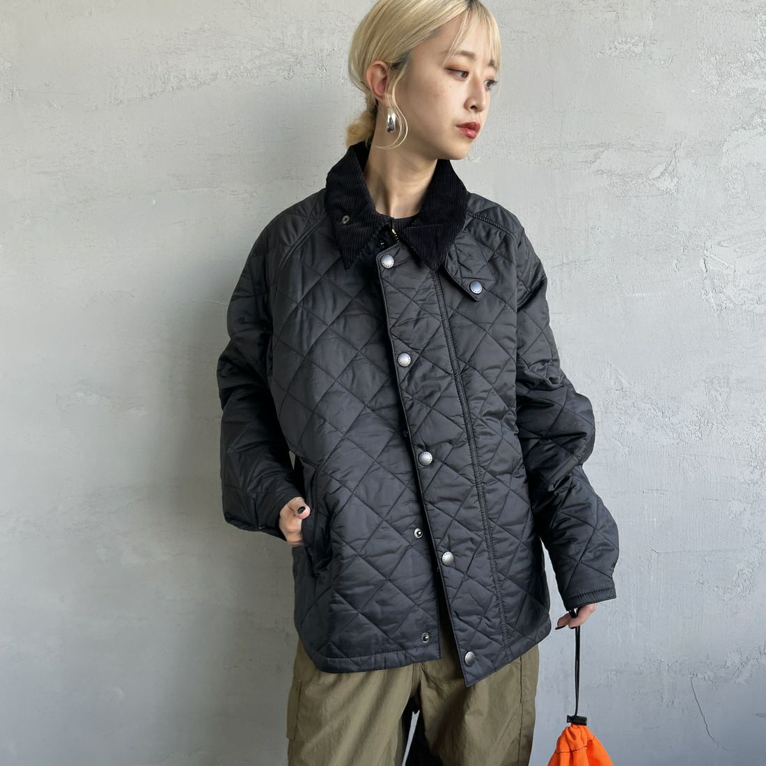 Barbour [バブアー] トランスポートキルティングジャケット [MQU1796] BK91&&モデル身長：150cm 着用サイズ：36&&