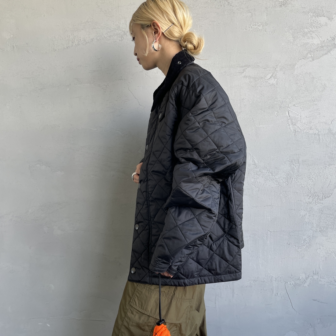 Barbour [バブアー] トランスポートキルティングジャケット [MQU1796] BK91&&モデル身長：150cm 着用サイズ：36&&