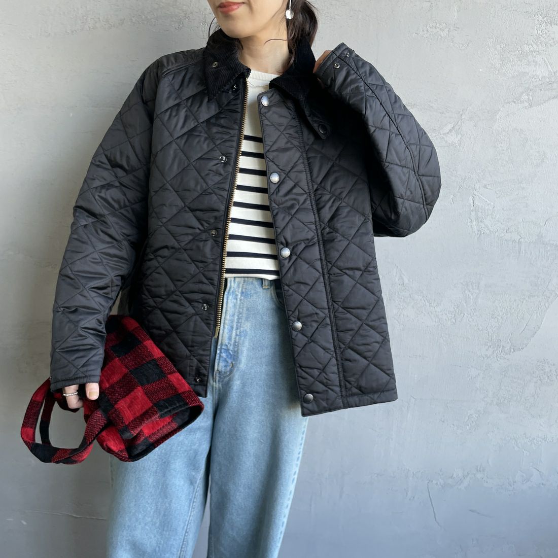 Barbour [バブアー] トランスポートキルティングジャケット [MQU1796] BK91&&モデル身長：160cm 着用サイズ：36&&