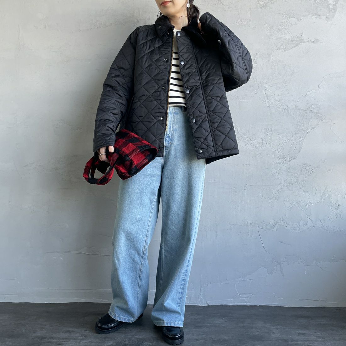 Barbour [バブアー] トランスポートキルティングジャケット [MQU1796] BK91&&モデル身長：160cm 着用サイズ：36&&
