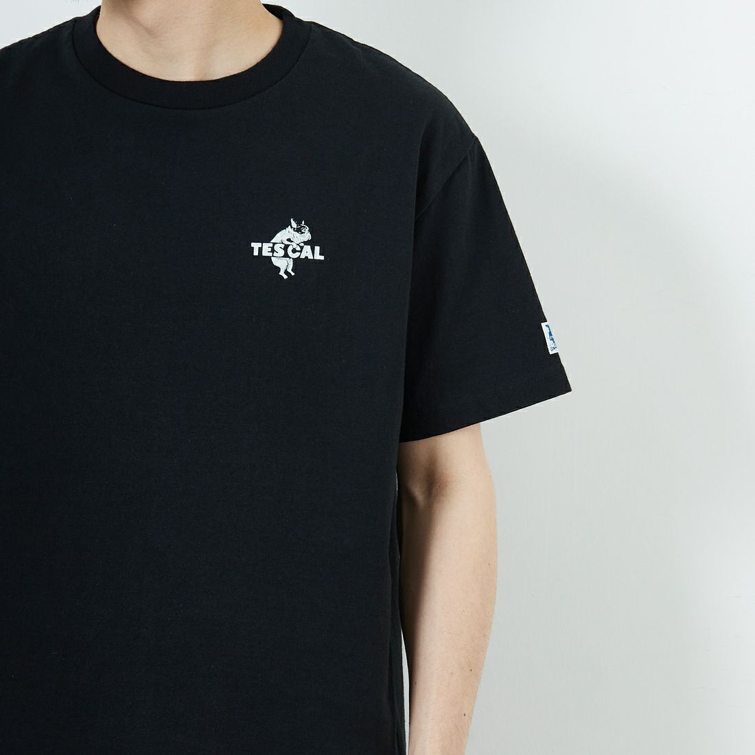 The Endless Summer [エンドレスサマー] 別注 ワンポイントBUHIフロッキープリントTシャツ [FH-25574516-JF] BLACK &&モデル身長：168cm 着用サイズ：M&&