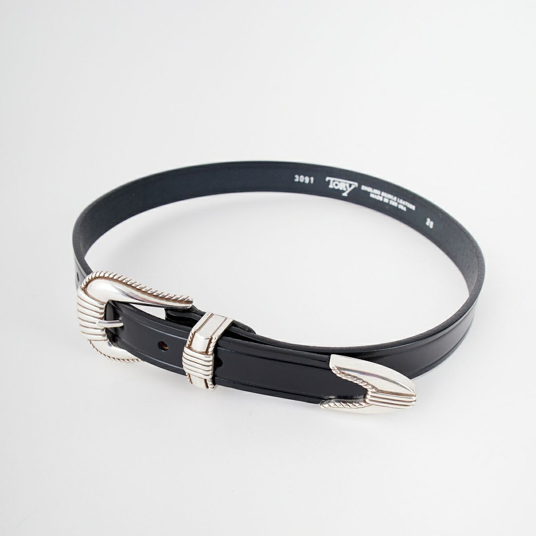 TORY LEATHER [トリーレザー] 3ピースシルバーバックルベルト [TRL1003091] BLACK