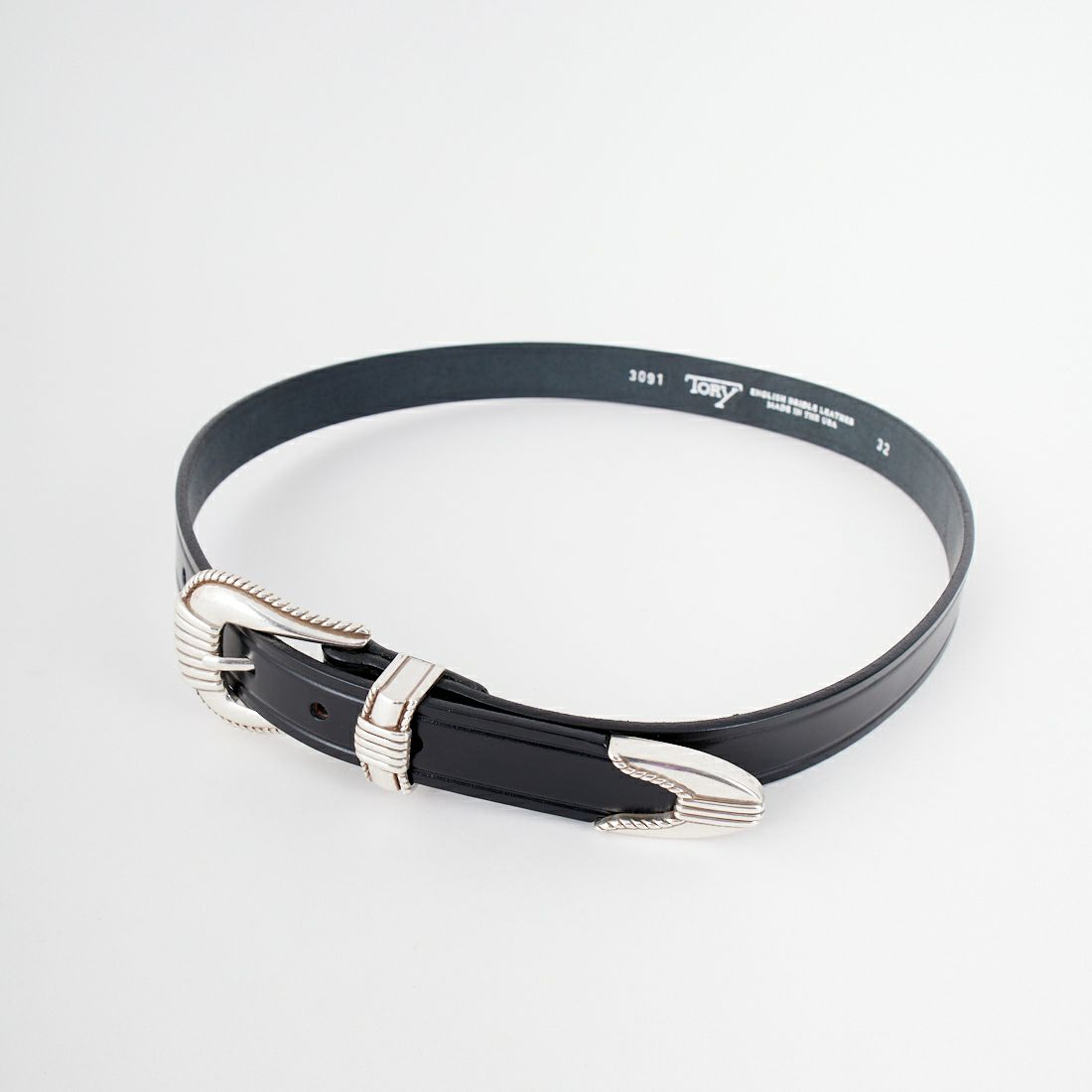 TORY LEATHER [トリーレザー] 3ピースシルバーバックルベルト [TRL1003091] BLACK
